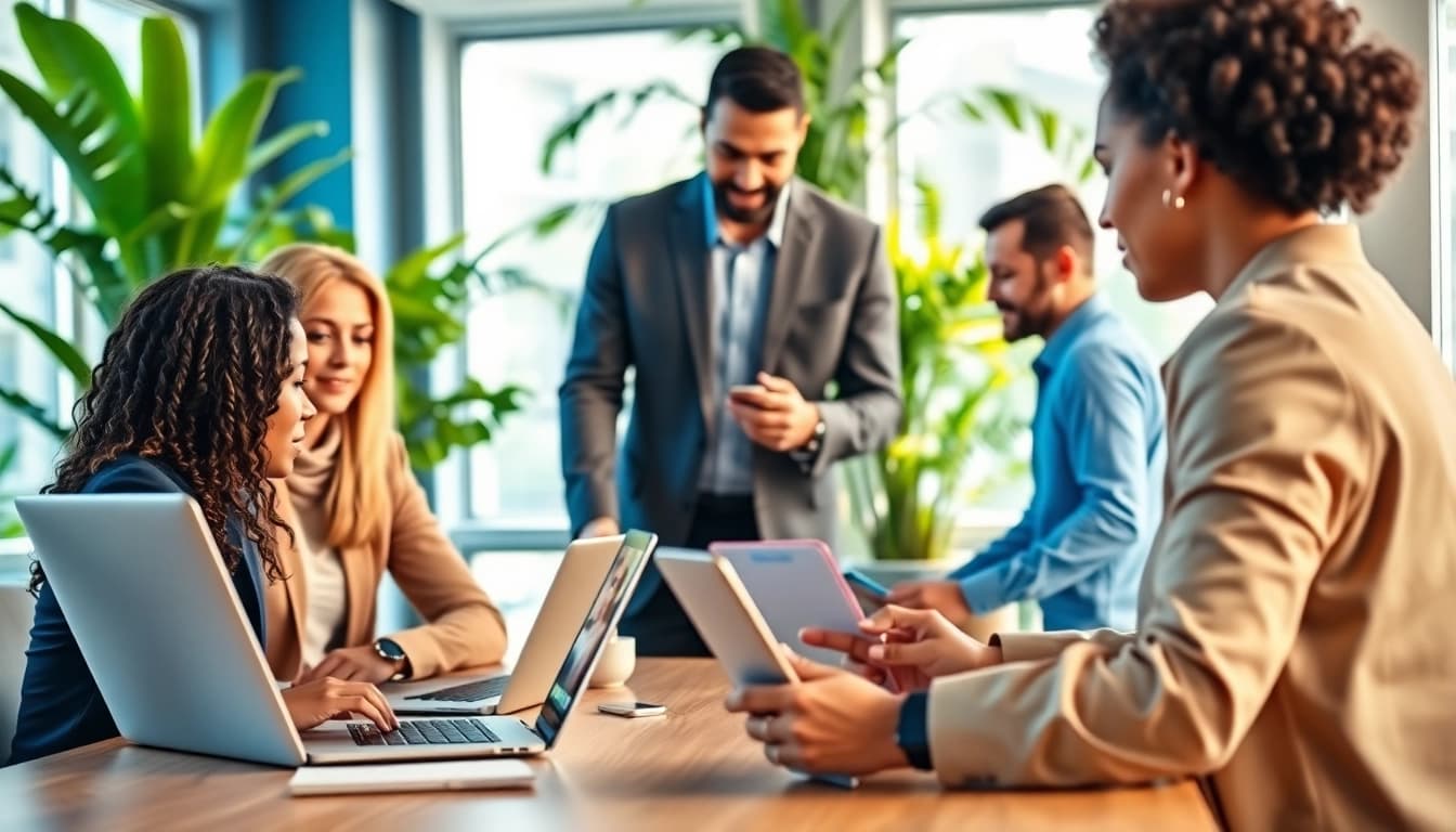 Explore seamless communication with a cloud based phone system in a contemporary office setting.
