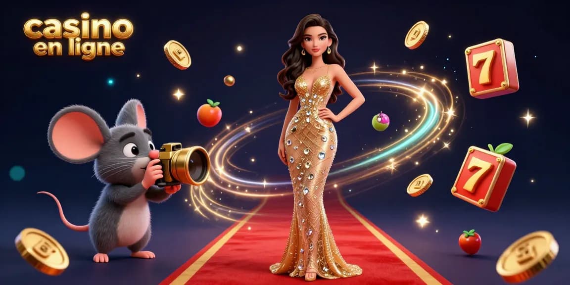 Vivez l'excitation des machines à sous au casino en ligne avec une femme glamour en 3D et des éléments de jeu dynamiques.