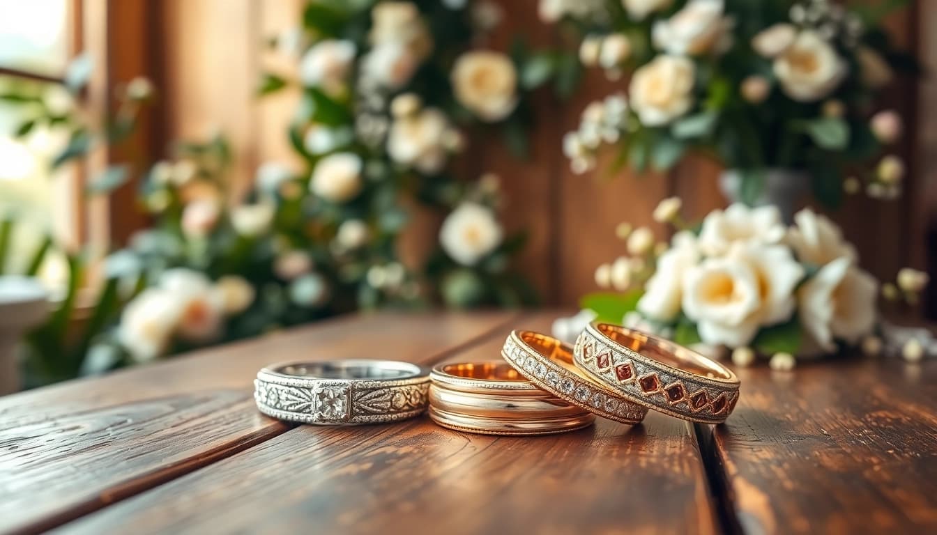 Stunning collection of wedding bands showcasing elegant designs and diverse materials.