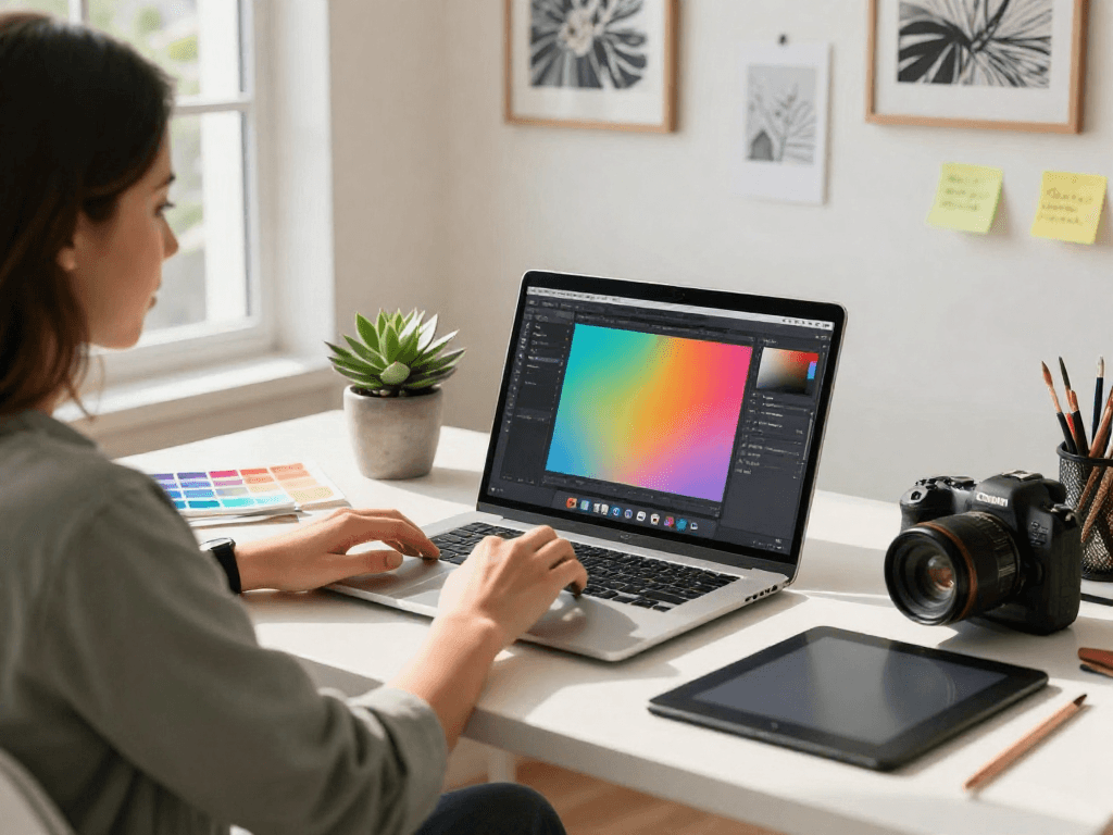 Use the paint-bucket tool effectively in a vibrant creative workspace.