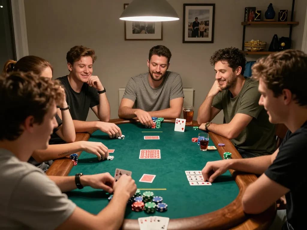 Players engage in poker at home, showcasing the excitement and strategy found at https://sc88e.net/ for optimal gaming experiences