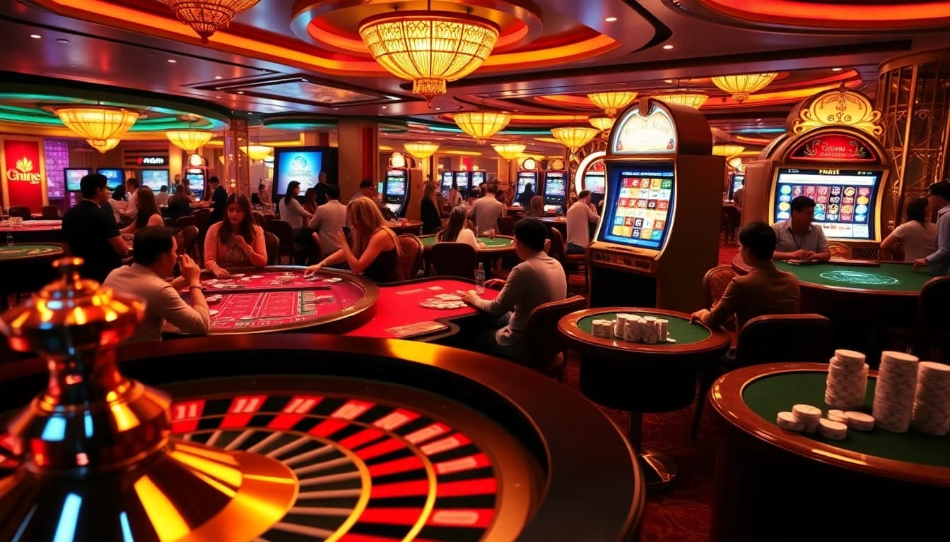 Players enjoying various games and slots at Nhà cái F168, showcasing excitement and luxury.
