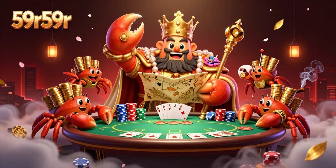 Experience exciting gameplay at 59r59r casino with golden crab emperor and poker elements.