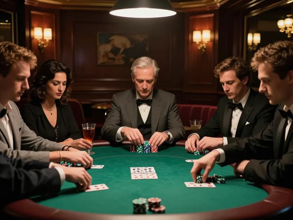 Players engaged in high-stakes poker match at F168 club, showcasing strategic gameplay and intense competition.