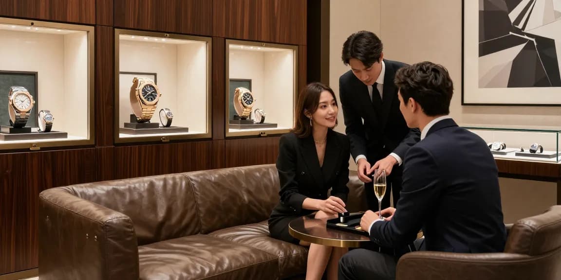 Showcasing super clone watches in a luxurious boutique environment with elegant details.