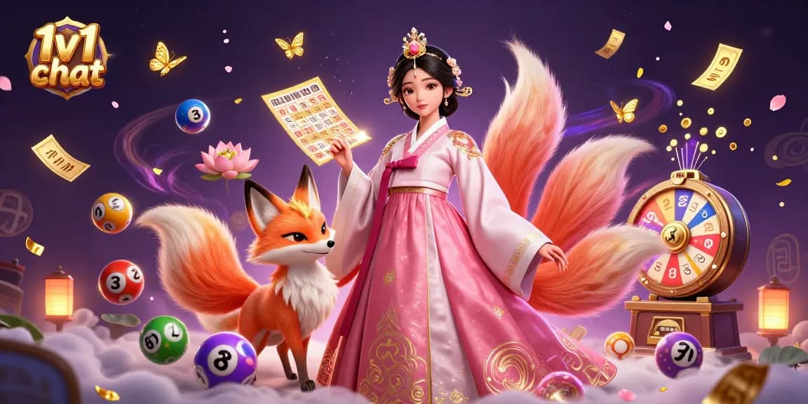 Engage in lively 1v1 chat with colorful lottery elements and vibrant characters.