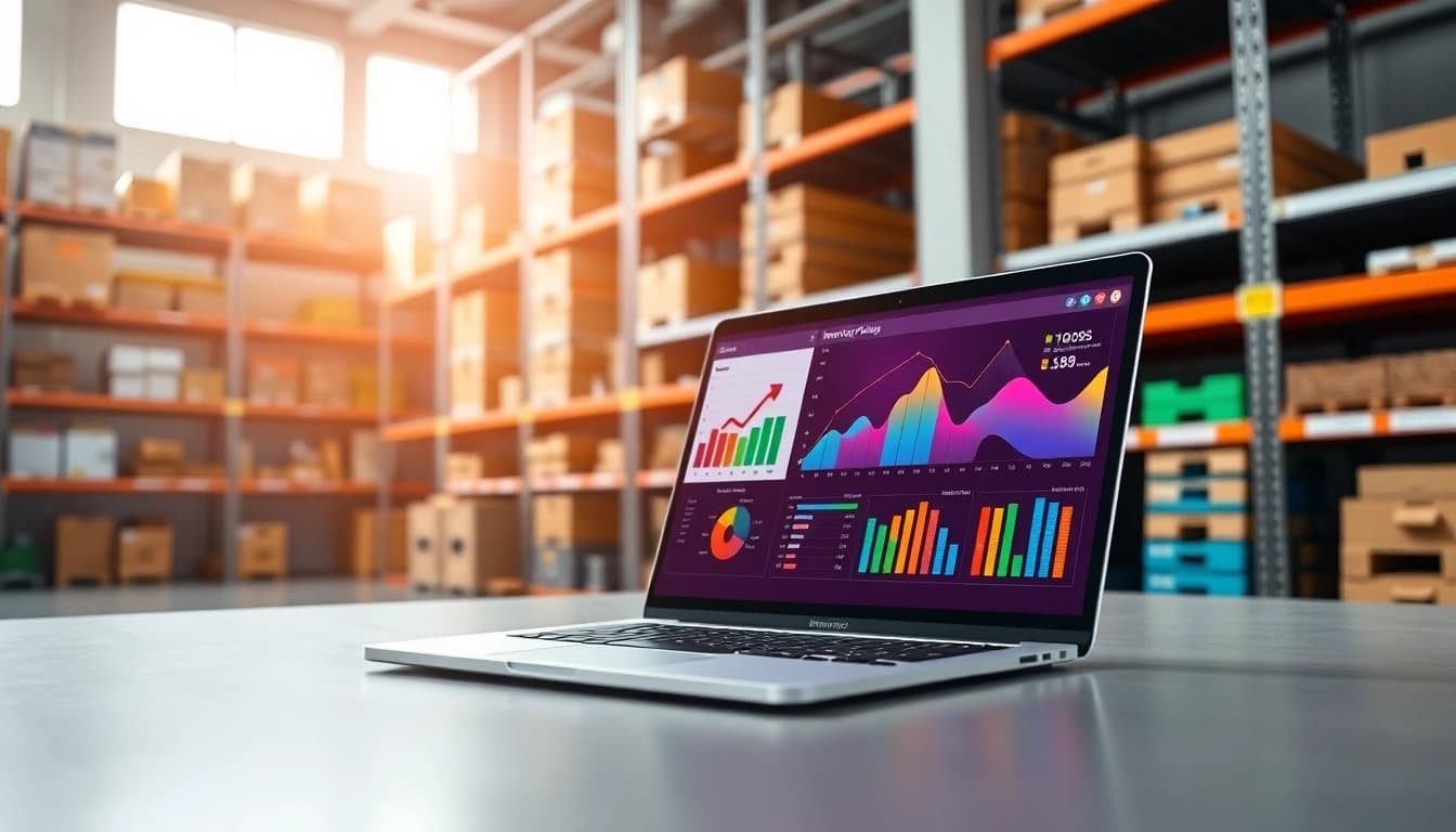 Visual representation of Inventory planning software in a modern workspace with analytics on display.