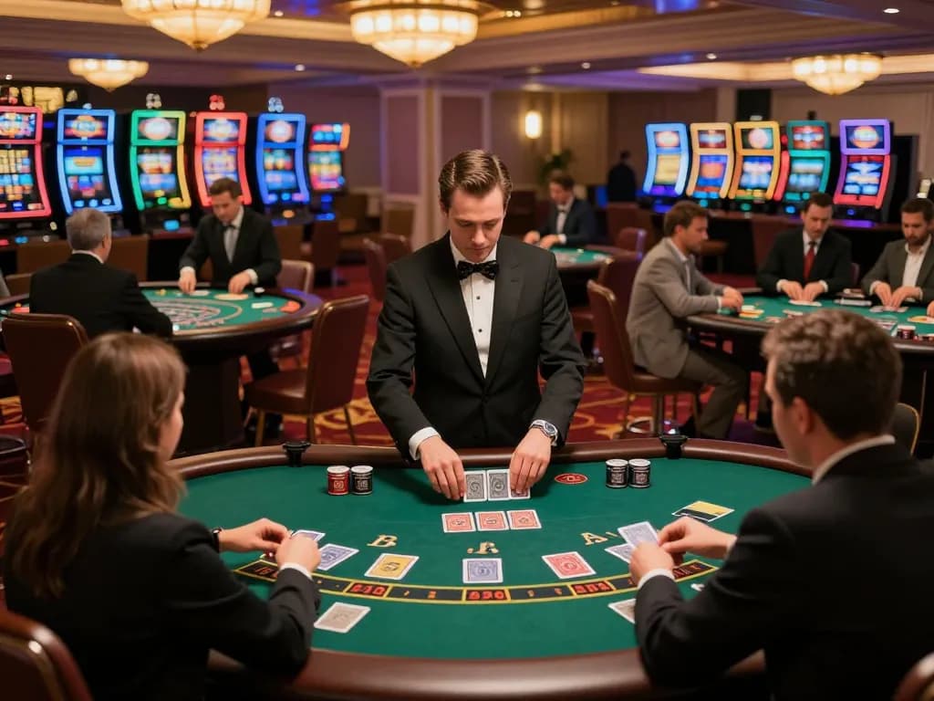 A thrilling scene at 888new blackjack tables with strategic gameplay and elegant casino ambiance