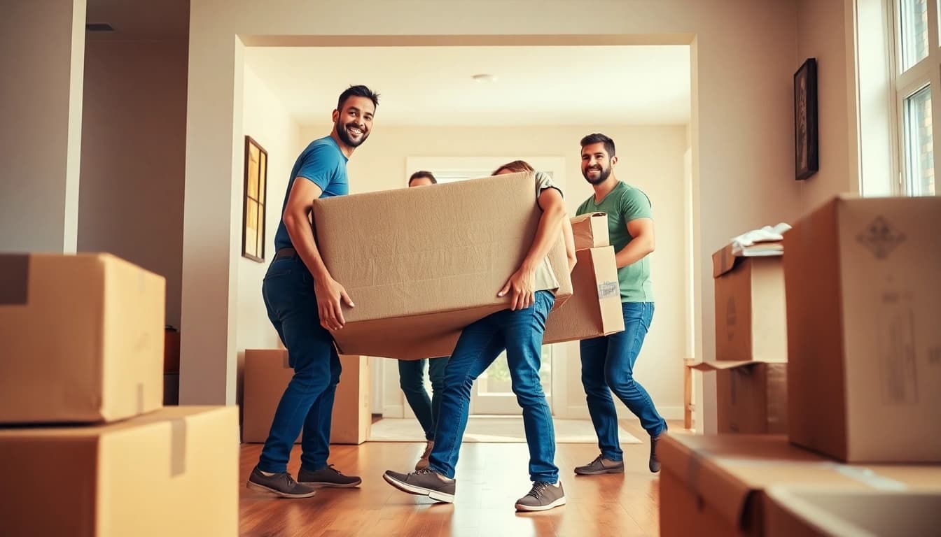 Boston local movers helping with a residential move, showcasing teamwork and care.