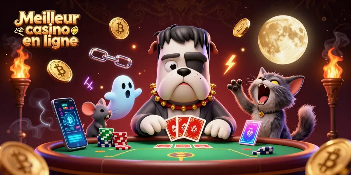 Engaging 3D scene of Meilleur casino en ligne with a monster dealer and crypto elements illustrating vibrant gameplay.