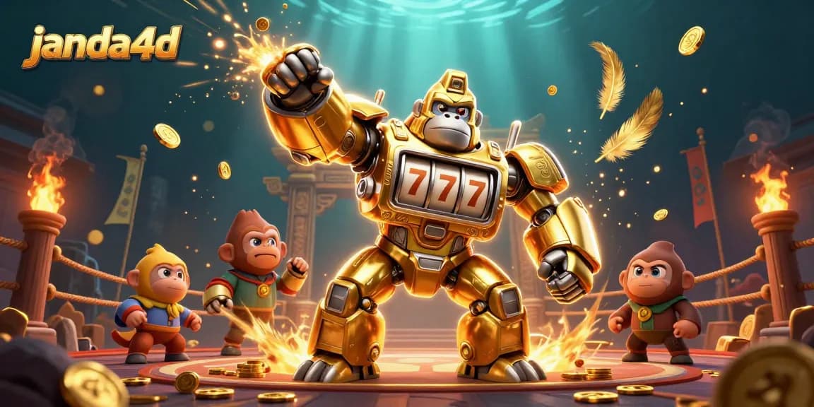 Janda4D menawarkan visual 3D dinamis dengan gorila emas dan elemen judi memukau.