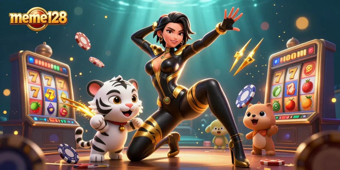 Engage in thrilling gameplay at meme128 with captivating slot reels and action-packed gambling elements.