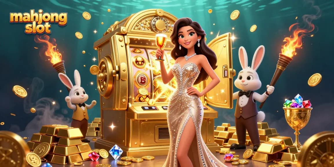 Engage in the thrilling mahjong slot experience amidst a vibrant casino scene.