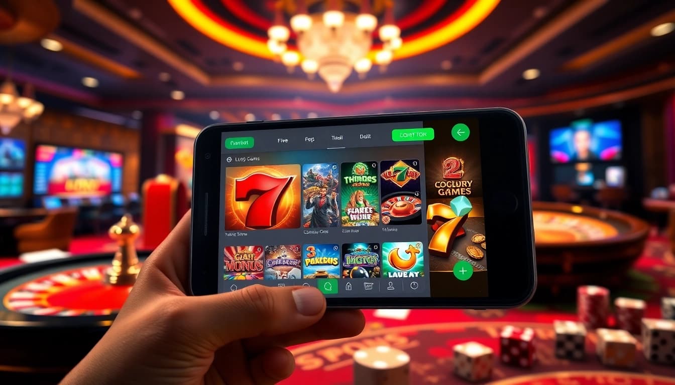 Experience PG Soft games on a luxurious online gambling interface set against an exciting casino backdrop.