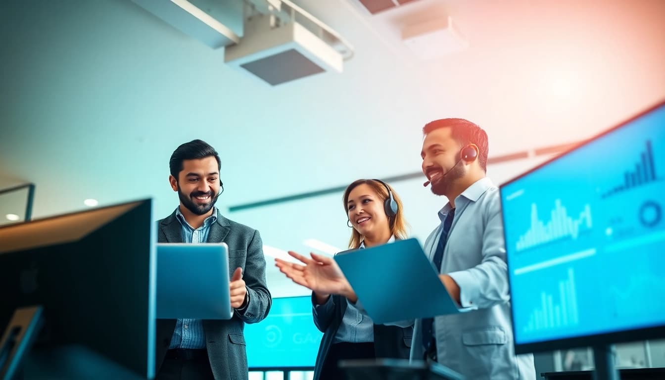 Experts providing managed it support in a collaborative office environment.