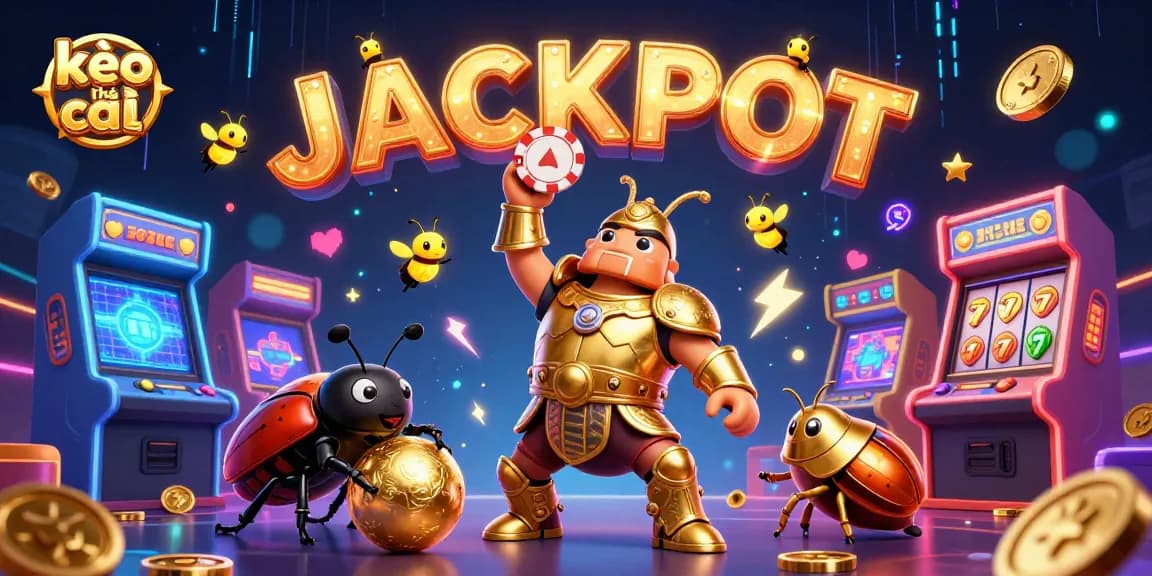 Engage with kèo nhà cái as a golden poker chip is raised in victory amidst dynamic game elements.