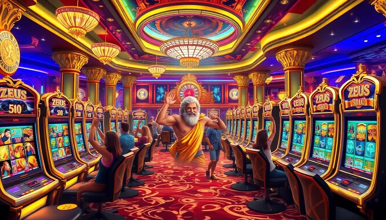 Experience the excitement of slot zeus with vibrant casino elements and lively players.