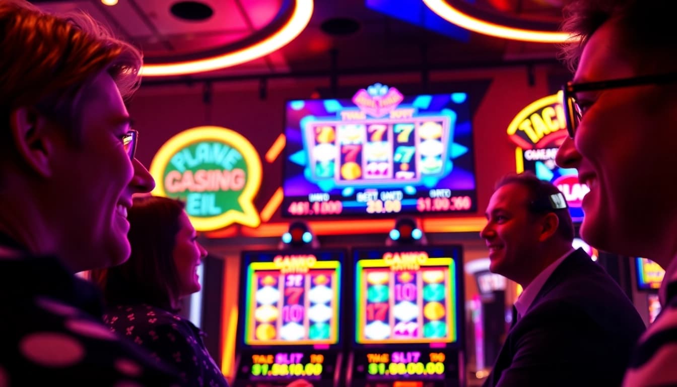 Experience thrilling online slots Uk gameplay capturing player excitement in a vibrant casino setting.