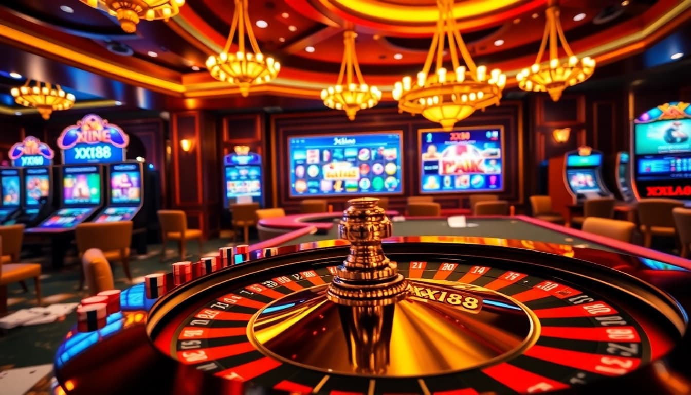 Experience excitement at XX88 with vibrant casino gaming visuals and thrilling roulette action.