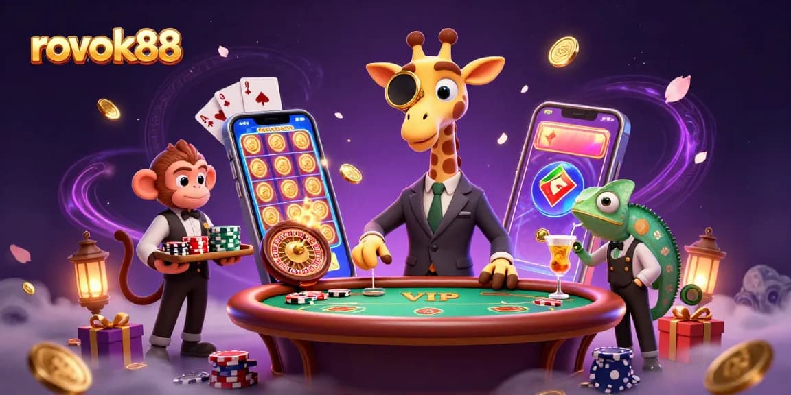 Play thrilling slot games and win big at rokok88 with vibrant characters in a rich casino scene.