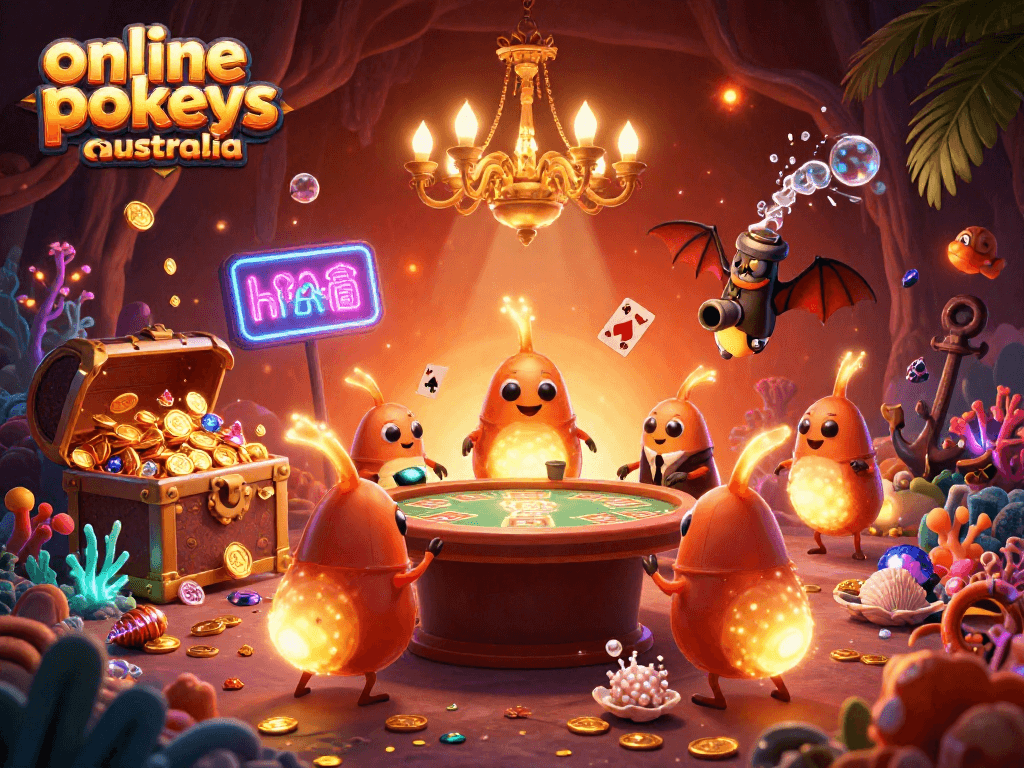 Experience captivating online pokies Australia in a vibrant cave casino scene.