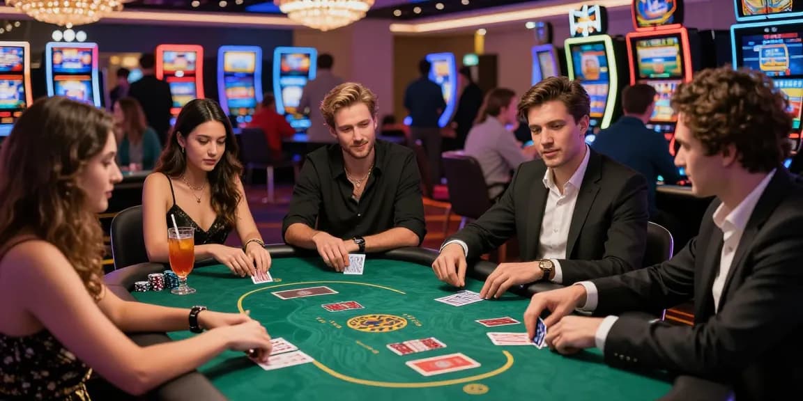 Friends enjoying a poker game at a casino showcasing rokok88 excitement and strategy.
