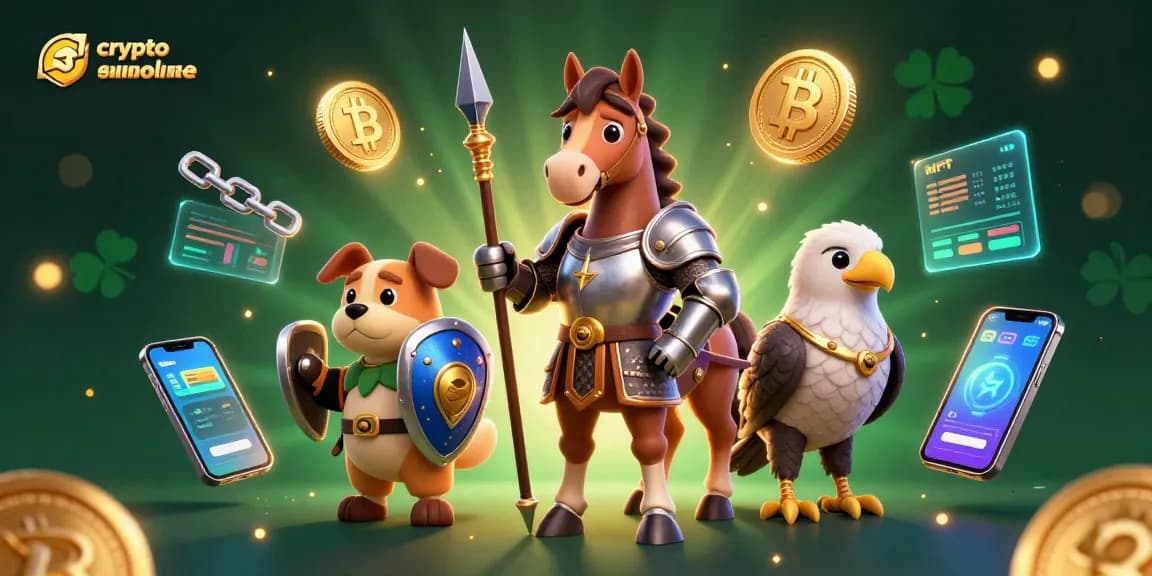 Gioca ai migliori giochi nel crypto casino online con Bitcoin e Ethereum in un'illustrazione vivace.