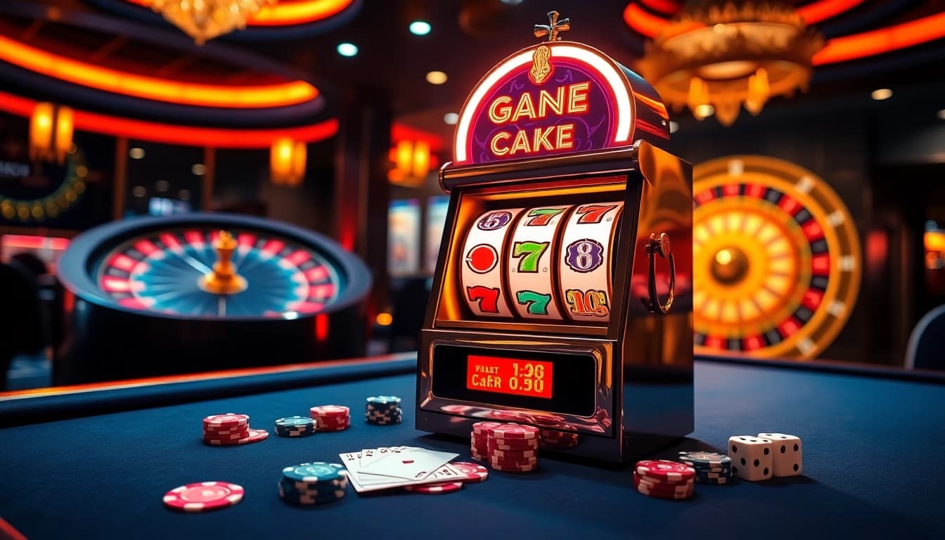 Play the thrilling gg88 slot machine at a vibrant casino atmosphere filled with excitement.