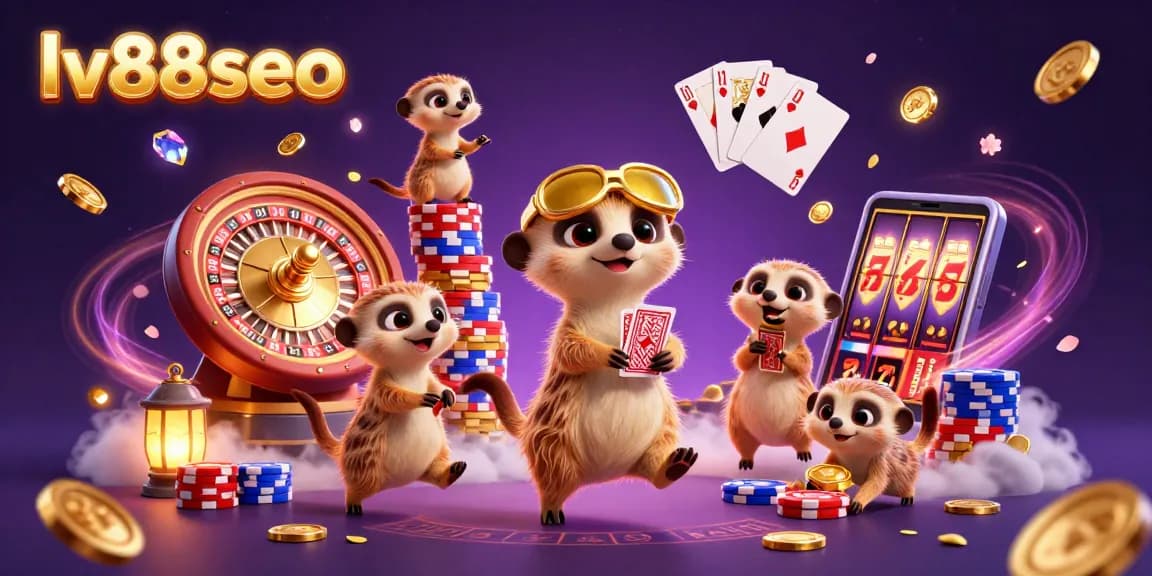 Experience thrilling moments at LV88SEO with 3D meerkats running a vibrant casino.