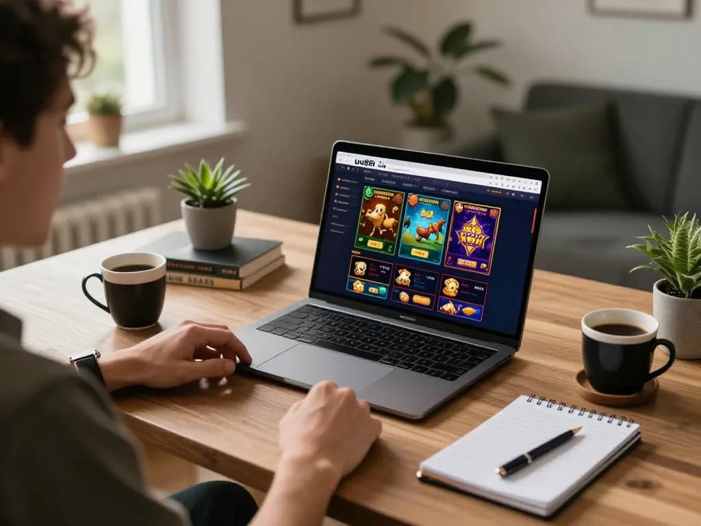 Engaging with uu88 casino games at home, showcasing a focused online gaming environment with strategic elements