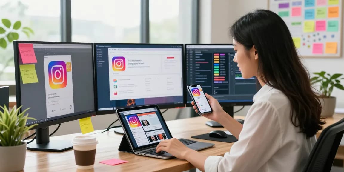 Buy Instagram views with a marketing professional analyzing social metrics in a vibrant workspace.