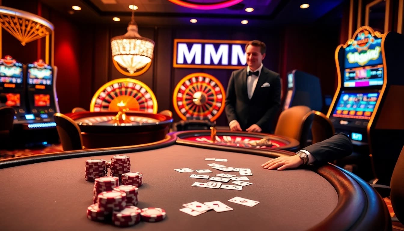 Experience thrilling gameplay at mm88.com with vibrant poker chips and roulette excitement.