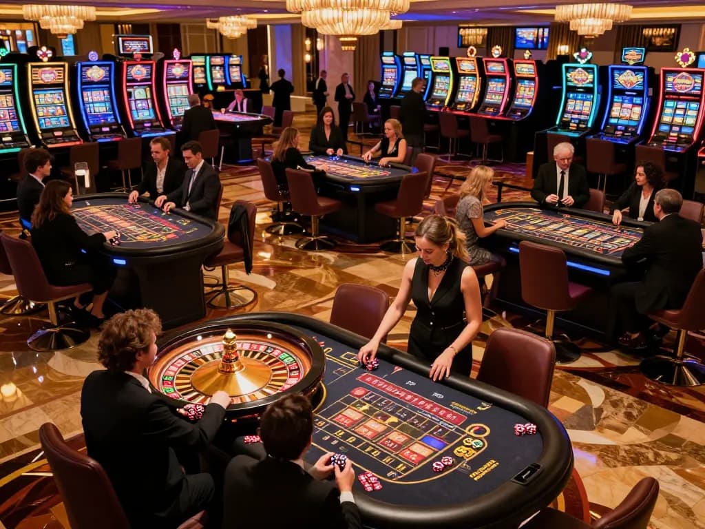 Uk88 players placing bets at a lively roulette table in a vibrant casino