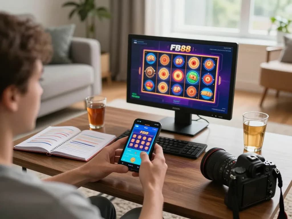 Engaging with the FB88 mobile app for exciting online slots, showcasing user-friendly design.