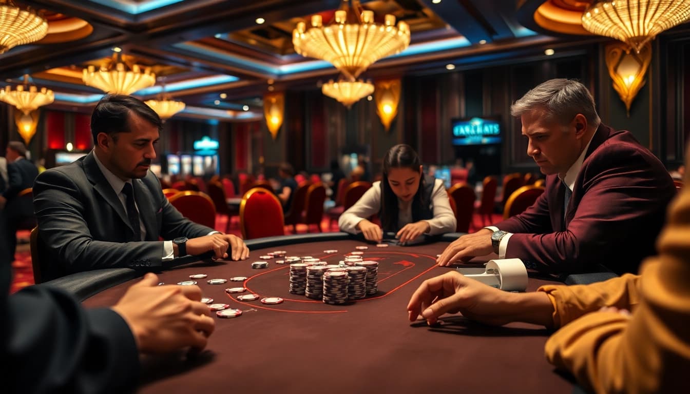 Gameplay at a high-stakes table for bbni4d di kasino dengan atmosfer menarik.