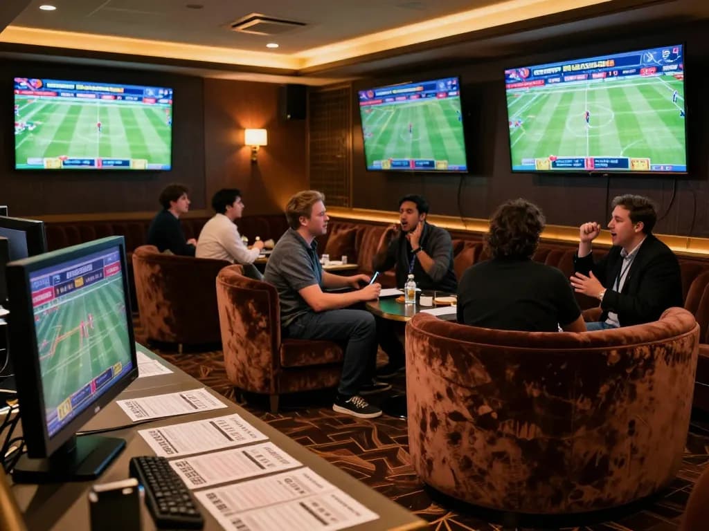 Okwintv users engaging in an excited sports betting session with live match displays.