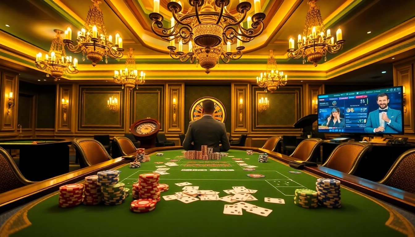 Experience the thrill of b52club with vibrant poker chips on an elegant gaming table.