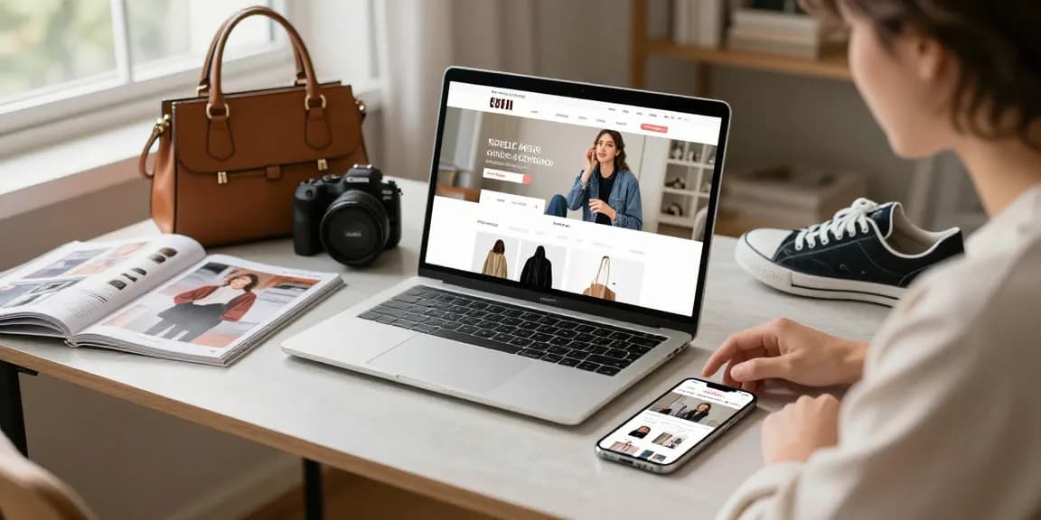 Online shopping at a 레플리카 사이트 with high-quality products in a cozy home setup.