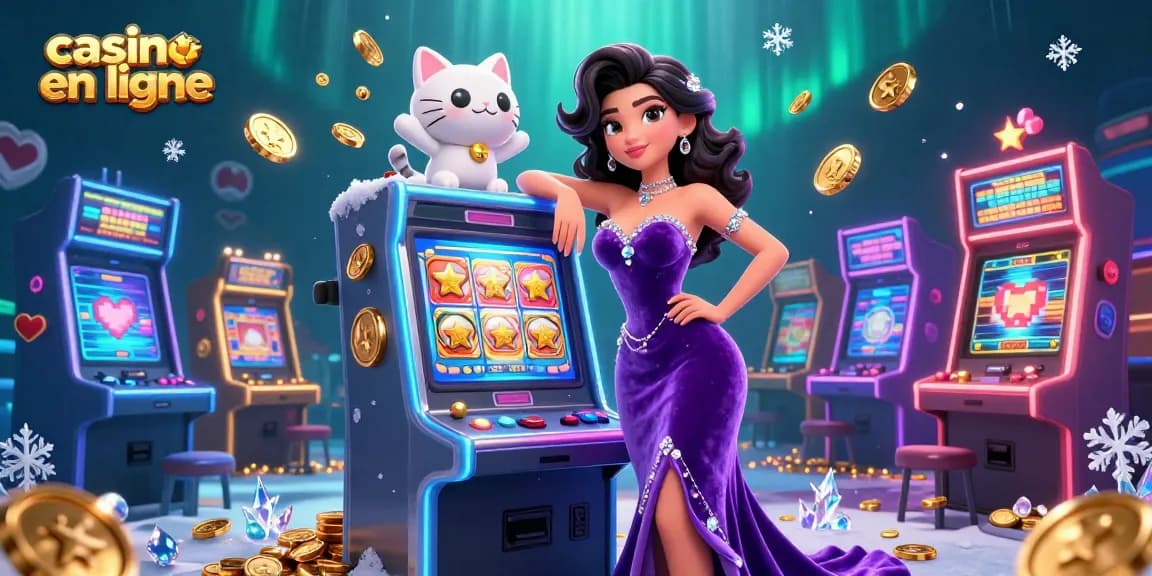 Vivez un gameplay excitant au casino en ligne, avec une scène dynamique de jackpots et un charmant chat de la fortune.