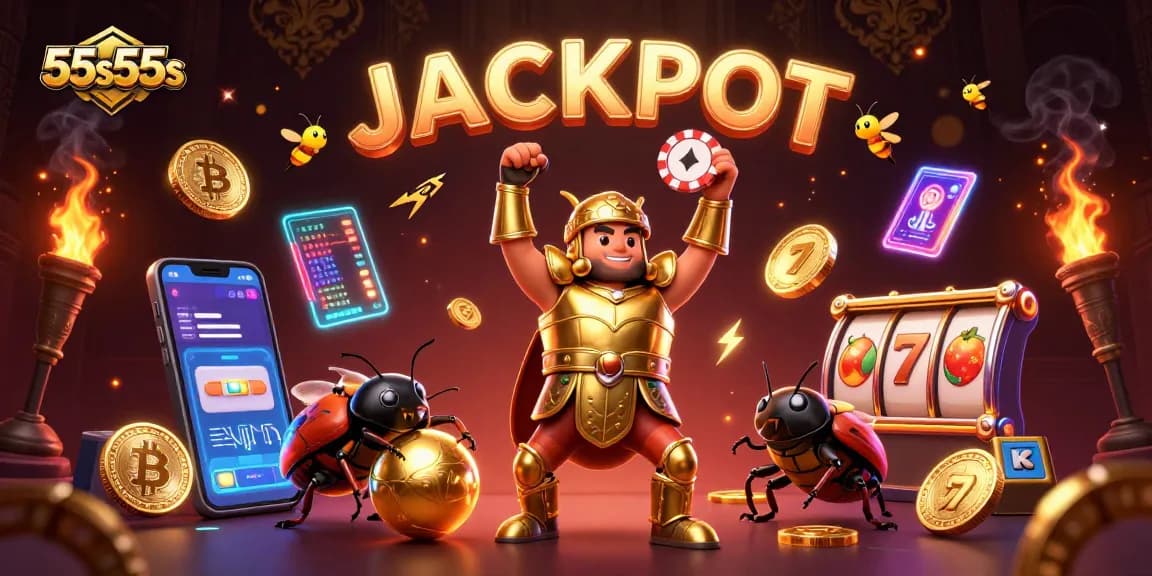 Elevate your game with 55s55s in this vibrant 3D jackpot celebration!