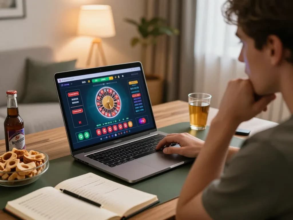 Engaging in strategic gameplay at Jun88 online casino with laptop interface showing live dealer roulette