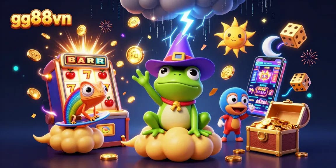 Spin to win with gg88vn as golden coins rain down in a lively casino scene.