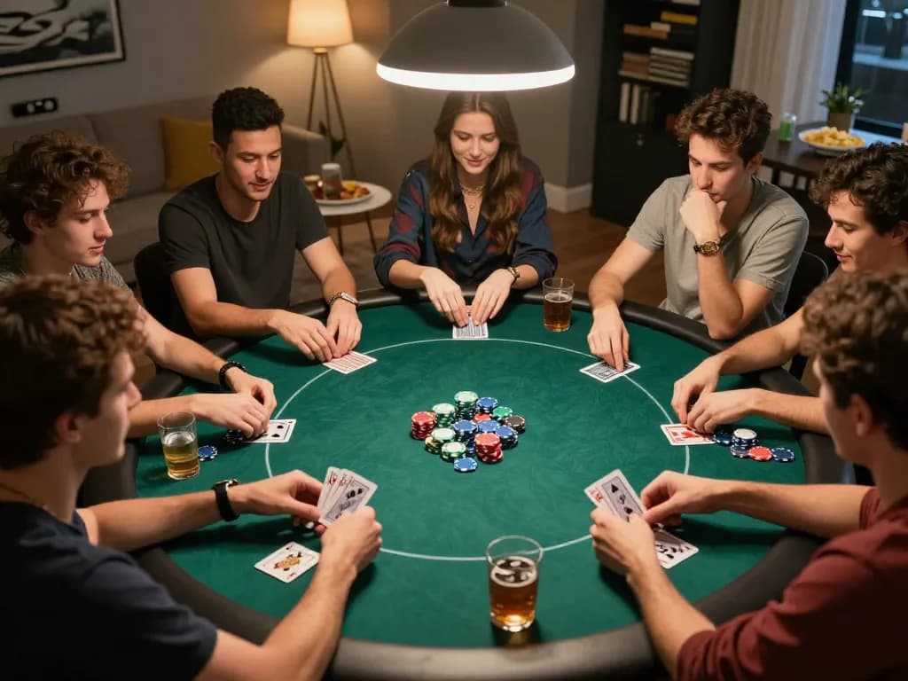 Players strategizing in a thrilling PUB88 poker game, showcasing competitive spirit and vibrant atmosphere.