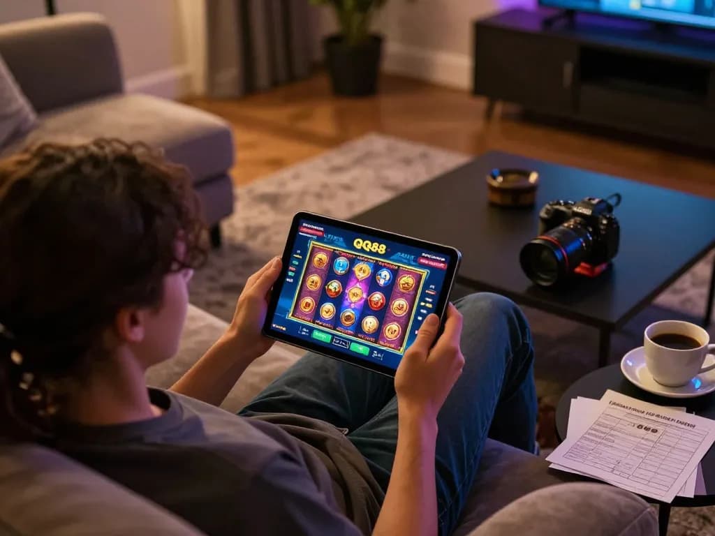 Experience thrilling gameplay with QQ88 slot games in a cozy home environment.