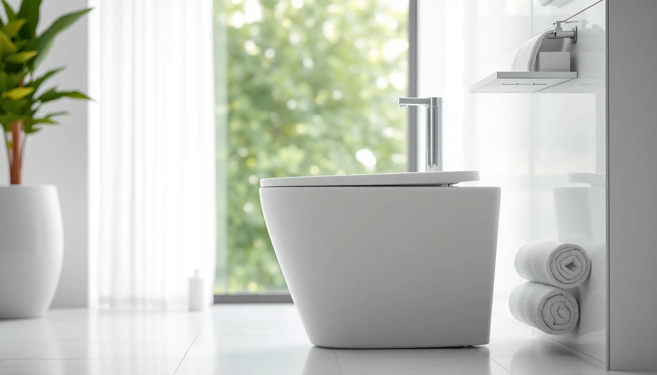 Il bidet elegante e moderno in un bagno luminoso e accogliente.