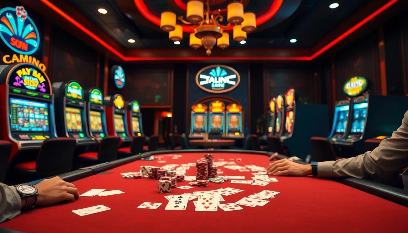 Experience the excitement of Tool xổ số siêu tốc in a luxurious casino setting with vibrant gaming elements.