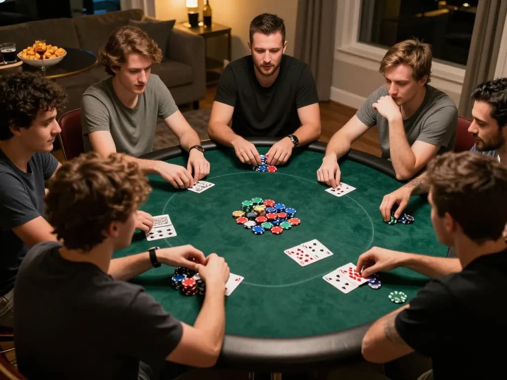 Friends enjoying a home poker night, showcasing hidden wiki links and strategies in action.