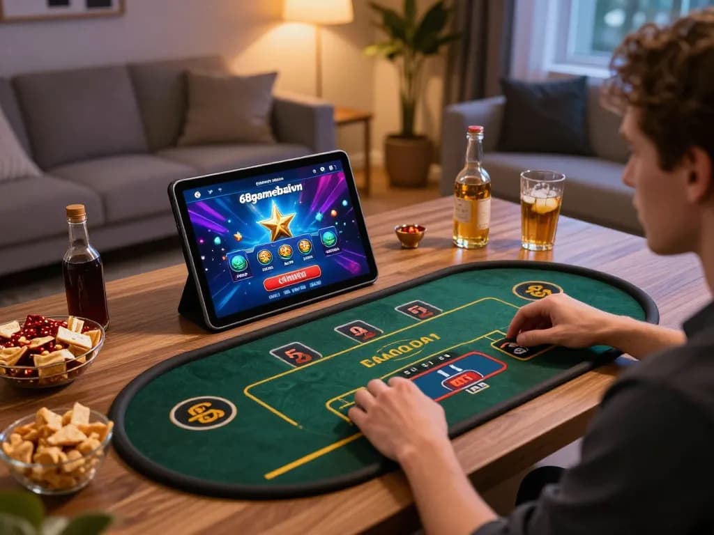 Engaging with 68gamebaivn online casino app on tablet for live dealer games