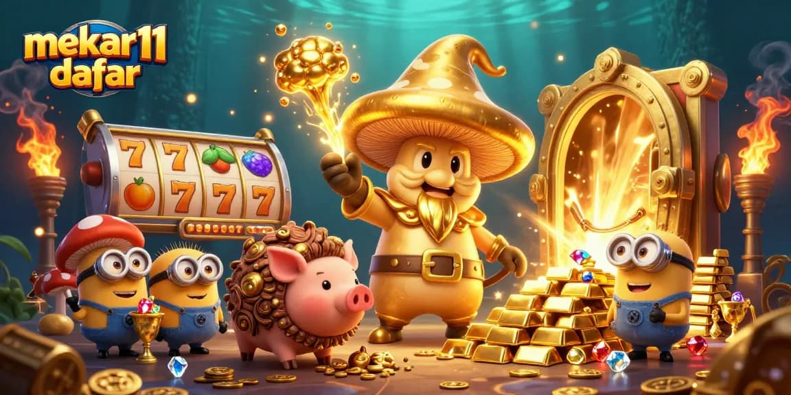 Experience winnings at mekar11 daftar with vibrant casino elements and magical treasures