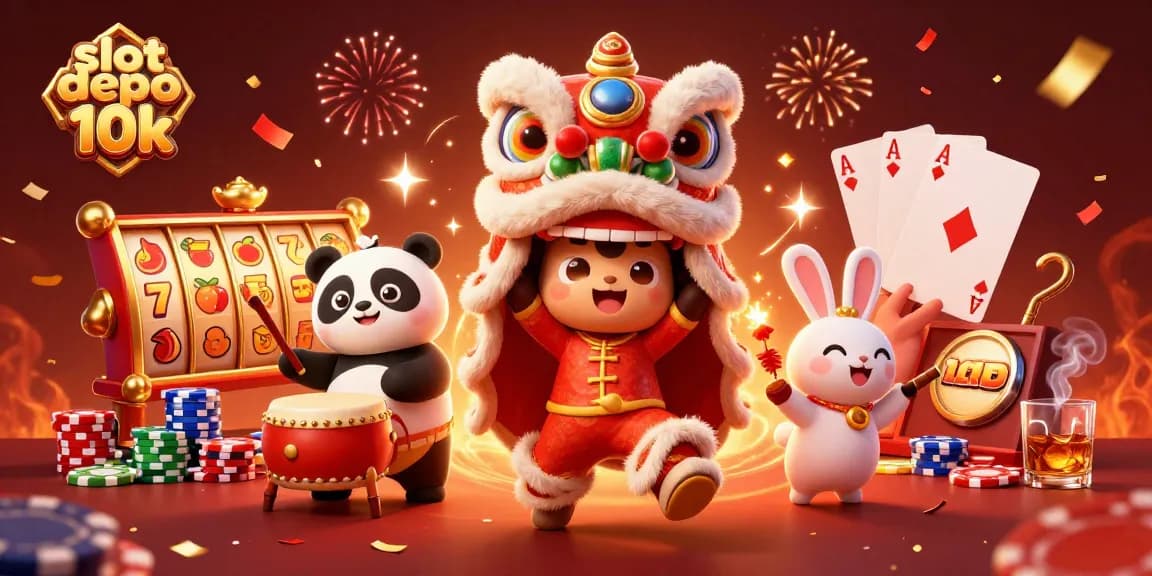 Experience excitement with slot depo 10k in a vibrant casino scene featuring animated characters and winning elements.